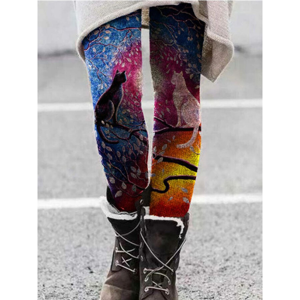 Kitty Art Painting Print Cozy Leggings