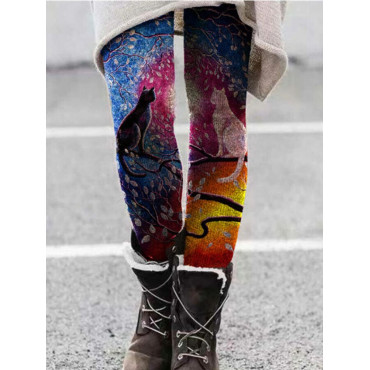 Kitty Art Painting Print Cozy Leggings