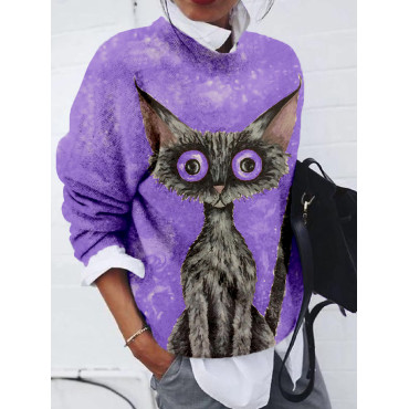Lovely Black Cat Graphic Vintage Comfy Sweater