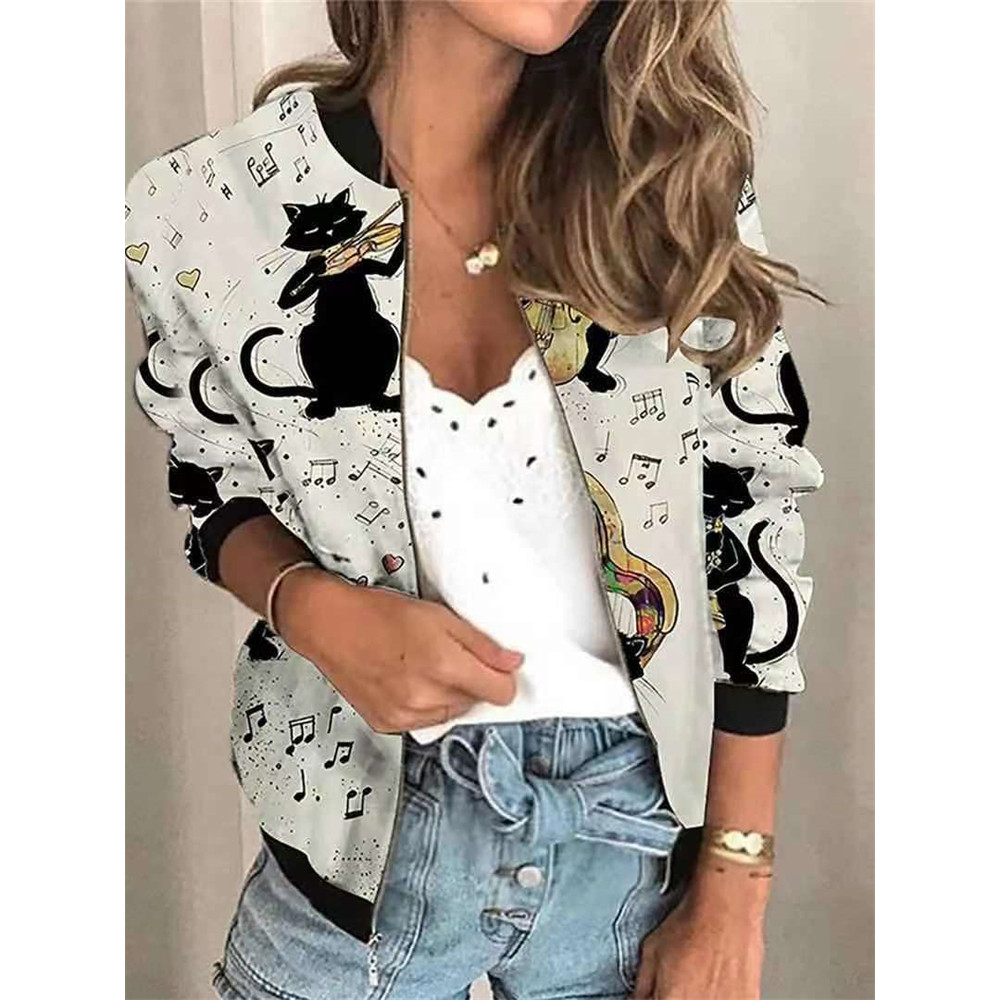 Lovely Black Cat Musicians Graphic Jacket