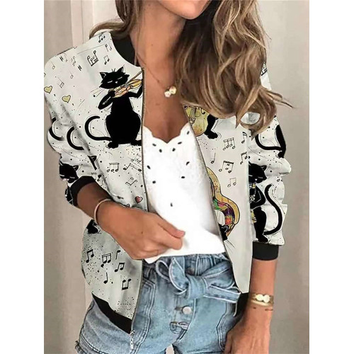 Lovely Black Cat Musicians Graphic Jacket