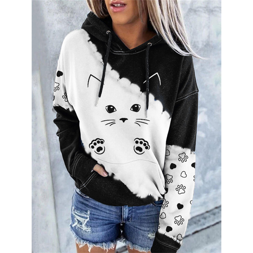 Lovely Cat Face & Paws Tie Dye Hoodie