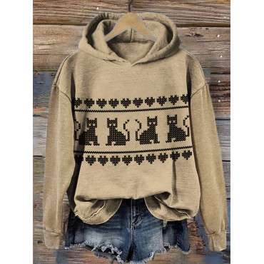 Lovely Cats Knit Art Cozy Hoodie
