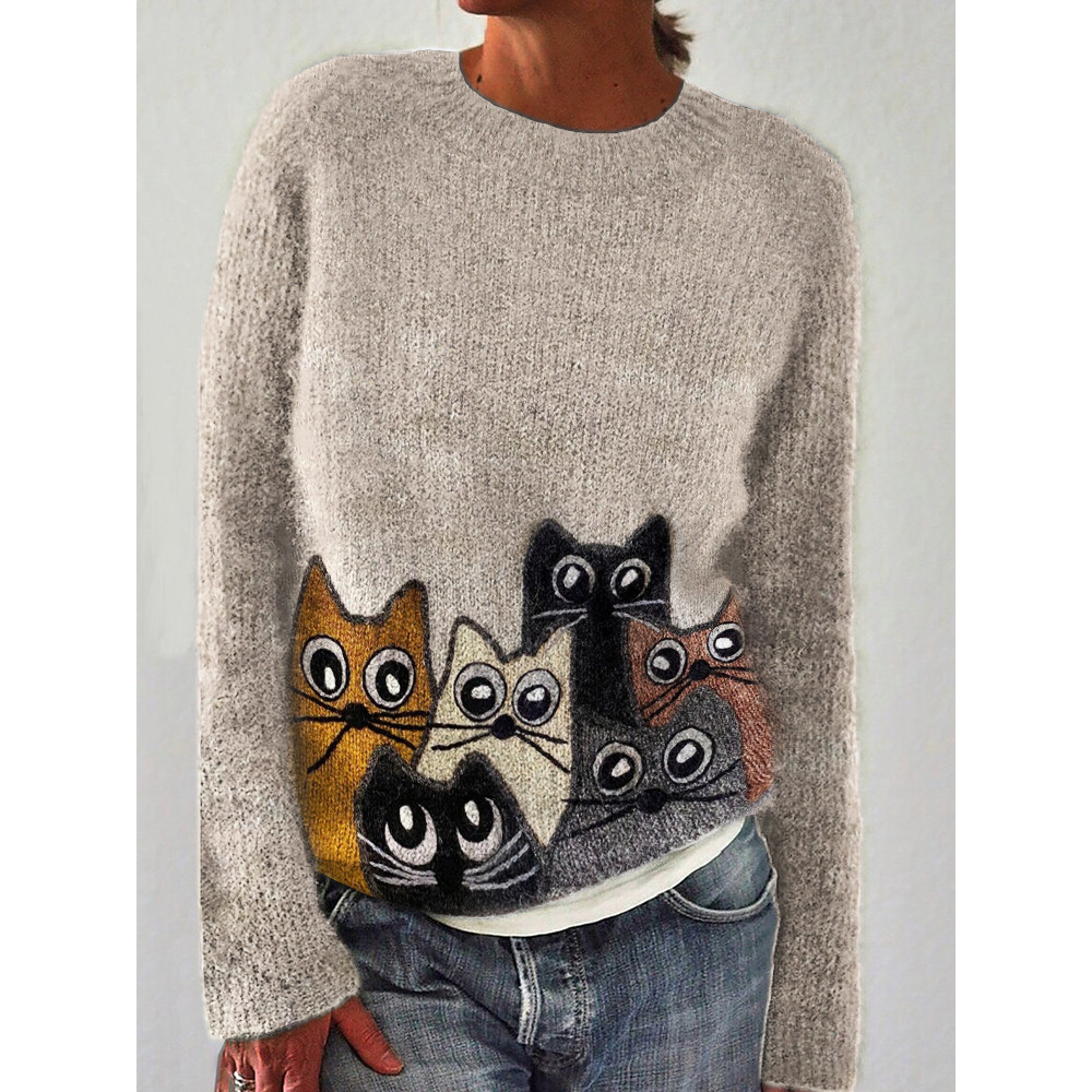 Lovely Cats Knit Art Cozy Sweater
