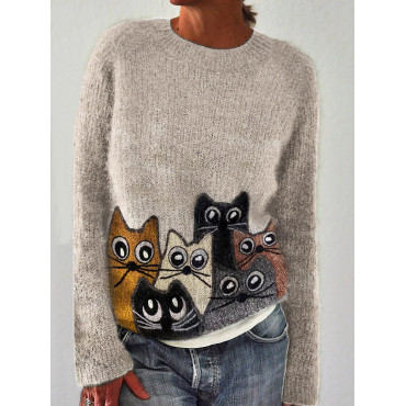 Lovely Cats Knit Art Cozy Sweater