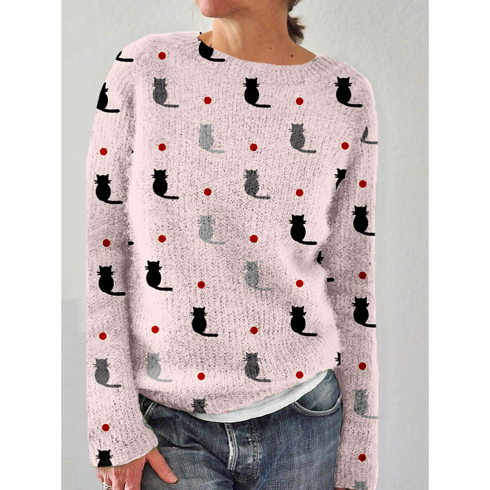 Lovely Cats Pattern Cozy Soft Sweater
