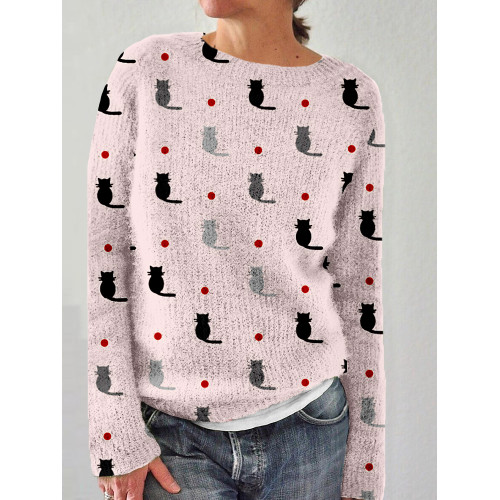 Lovely Cats Pattern Cozy Soft Sweater