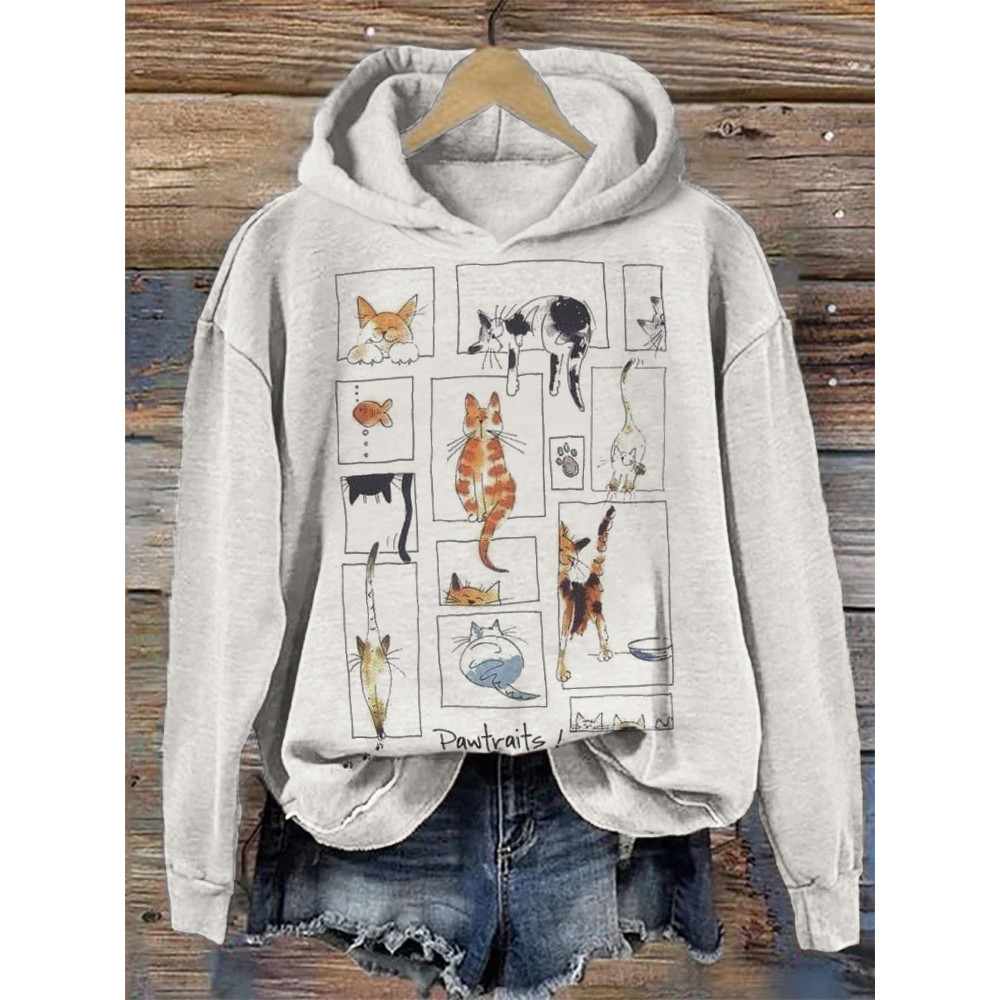 Lovely Cats Pawtraits Cozy Hoodie