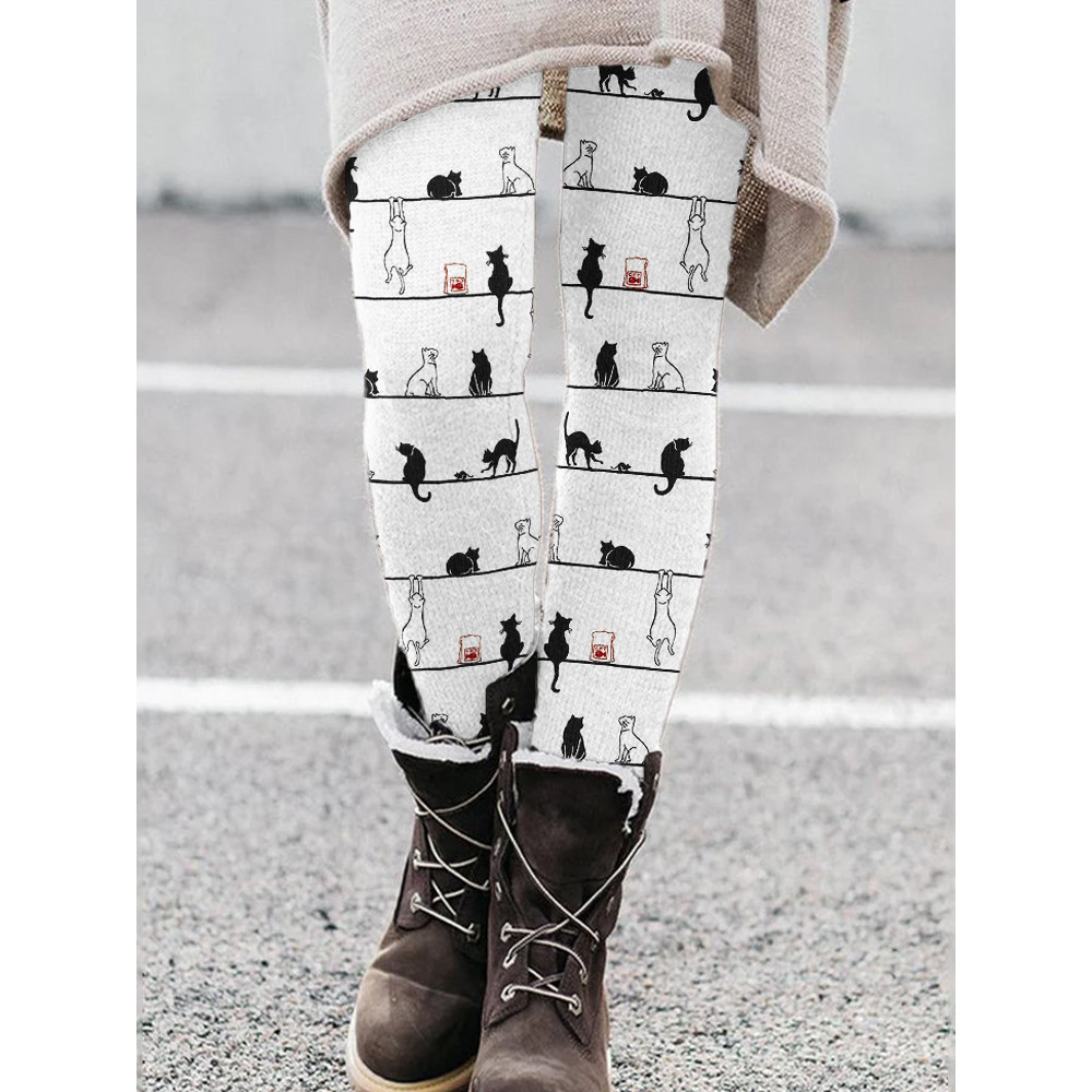 Lovely Cats Striped Comfy Leggings