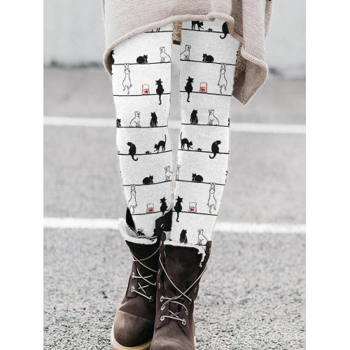 Lovely Cats Striped Comfy Leggings