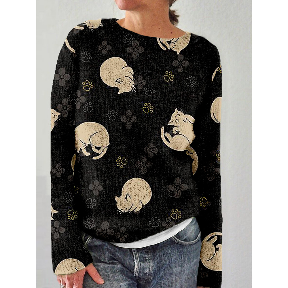 Lovely Cats & Paws Graphic Cozy Sweater