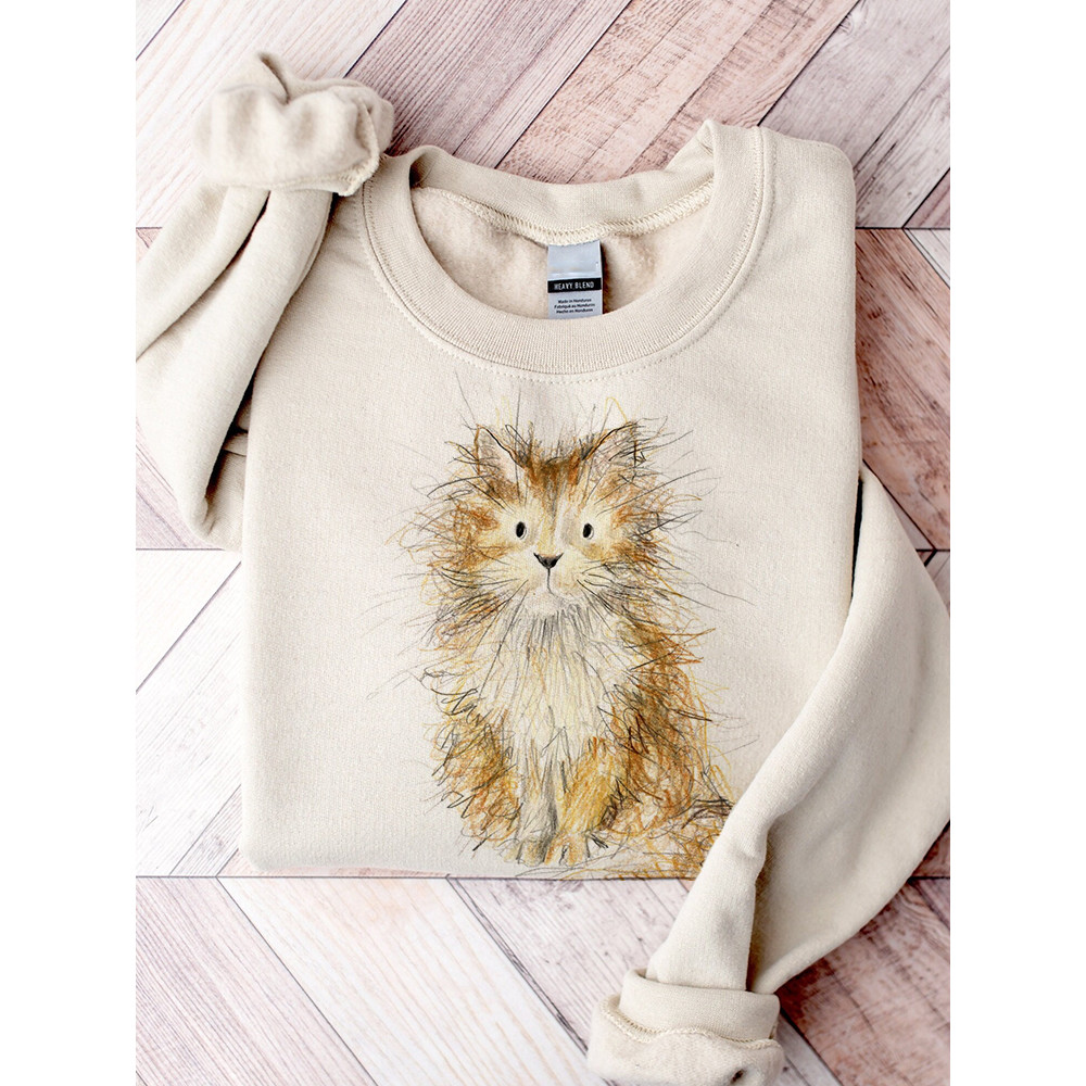 Lovely Fuzzy Cat Art Comfy Sweatshirt