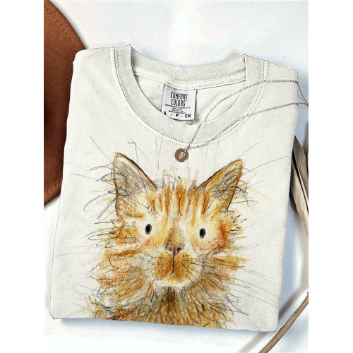 Lovely Fuzzy Cat Art Comfy T Shirt