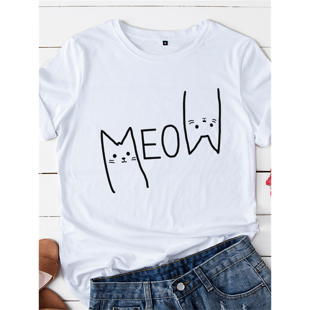 Lovely Meow Cats Graphic T Shirt