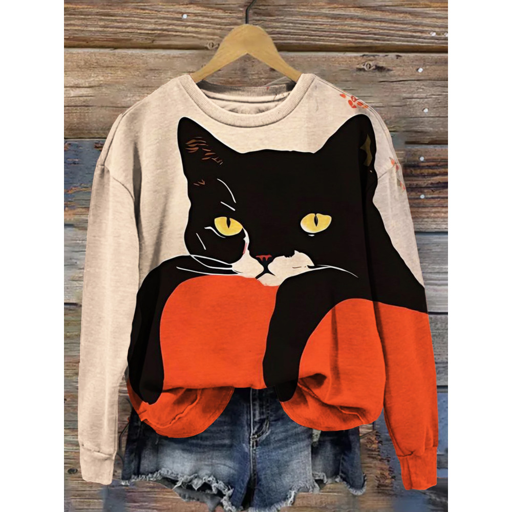 Magic Meow Lazy Cat Art Comfy Sweatshirt
