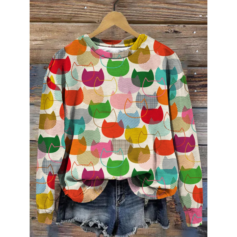 Never Too Many Cats Pattern Comfy Sweatshirt