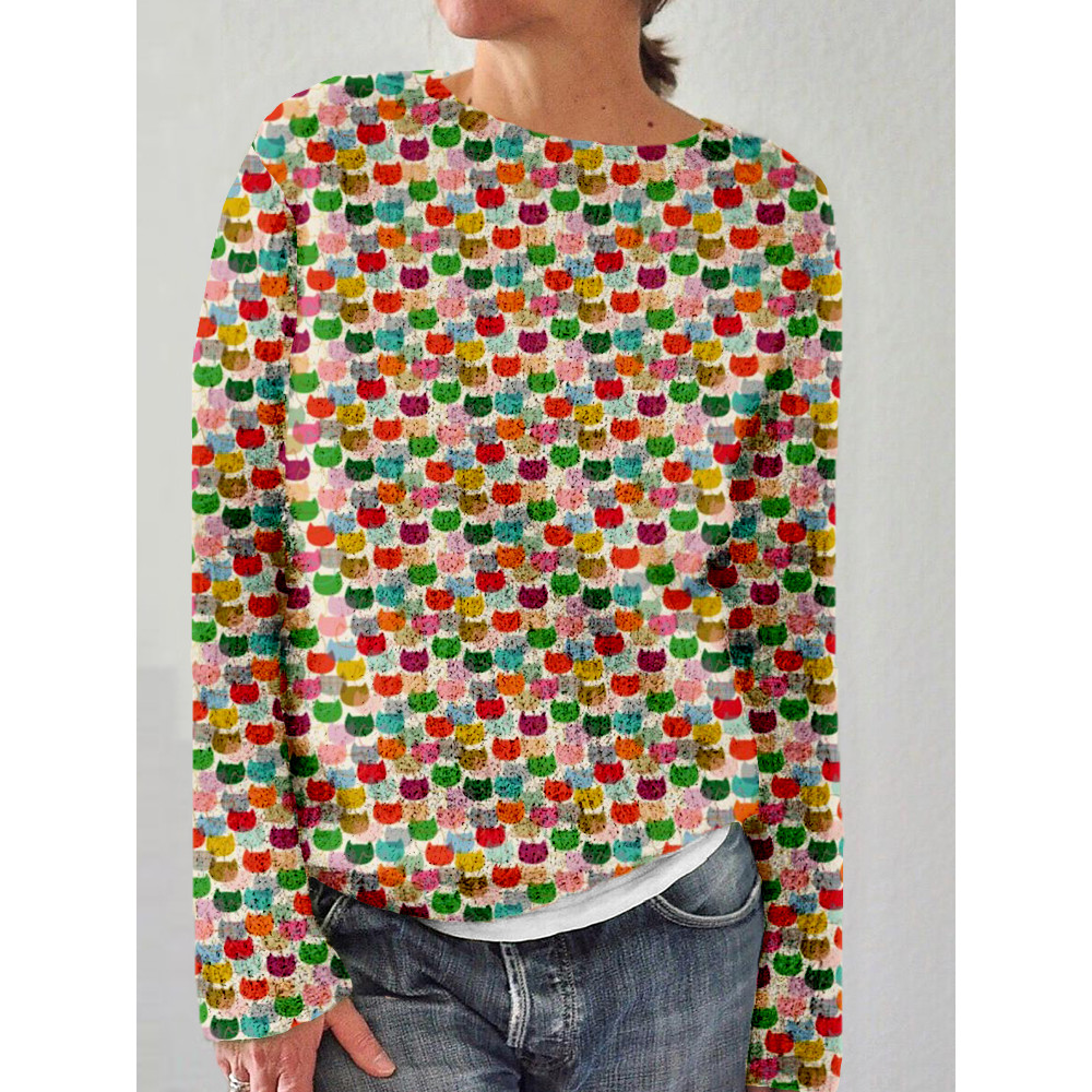 Never Too Many Cats Pattern Cozy Sweater