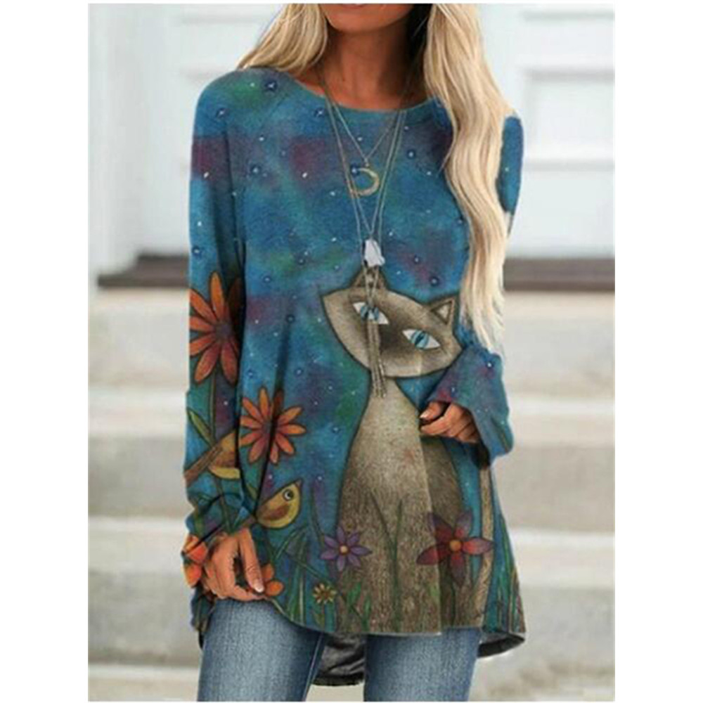 Night Cat Art A Line T Shirt