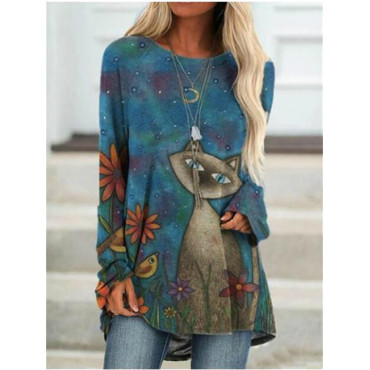 Night Cat Art A Line T Shirt