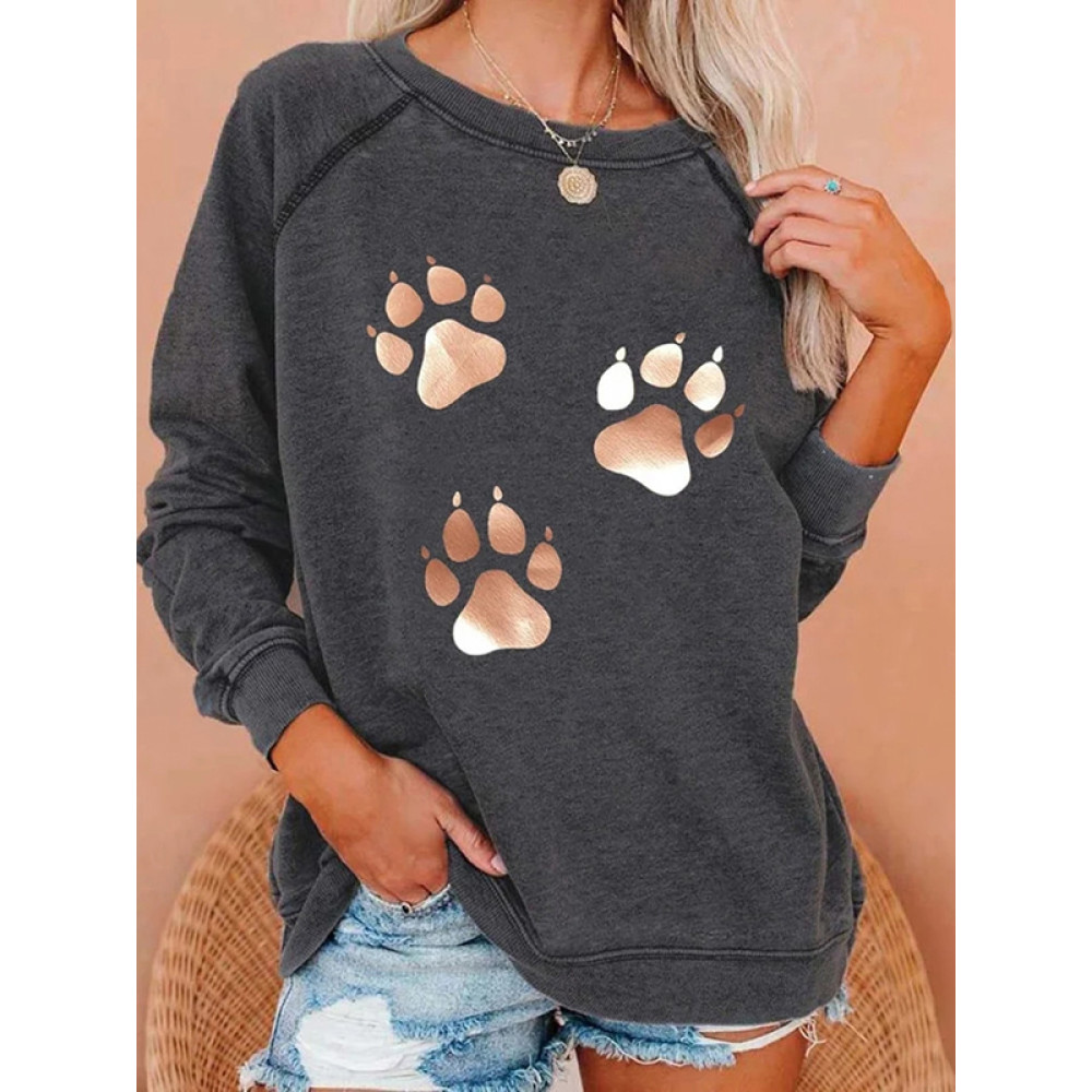 Paw Print Casual Sweatshirt