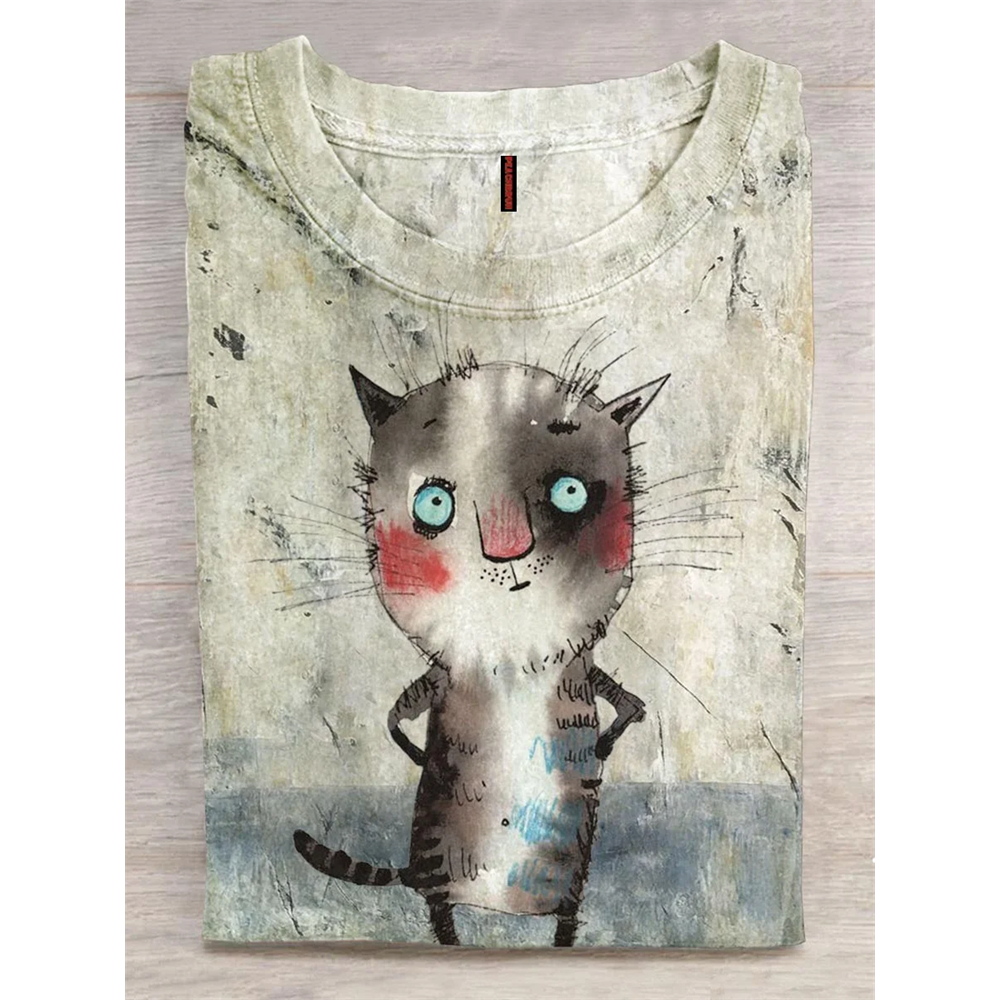 PeachBruh Cute Cat Art Print T-shirt