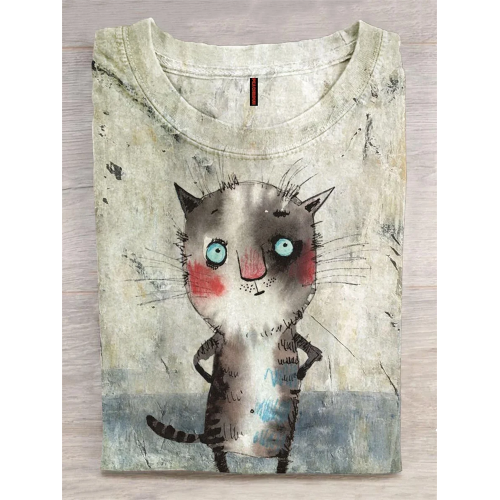 PeachBruh Cute Cat Art Print T-shirt