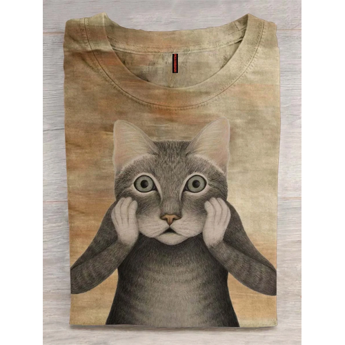 PeachBruh Cute Cat Art Print T-shirt