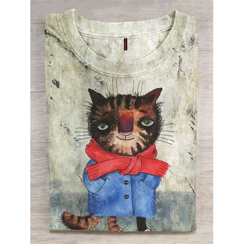 PeachBruh Cute Cat Art T-shirt