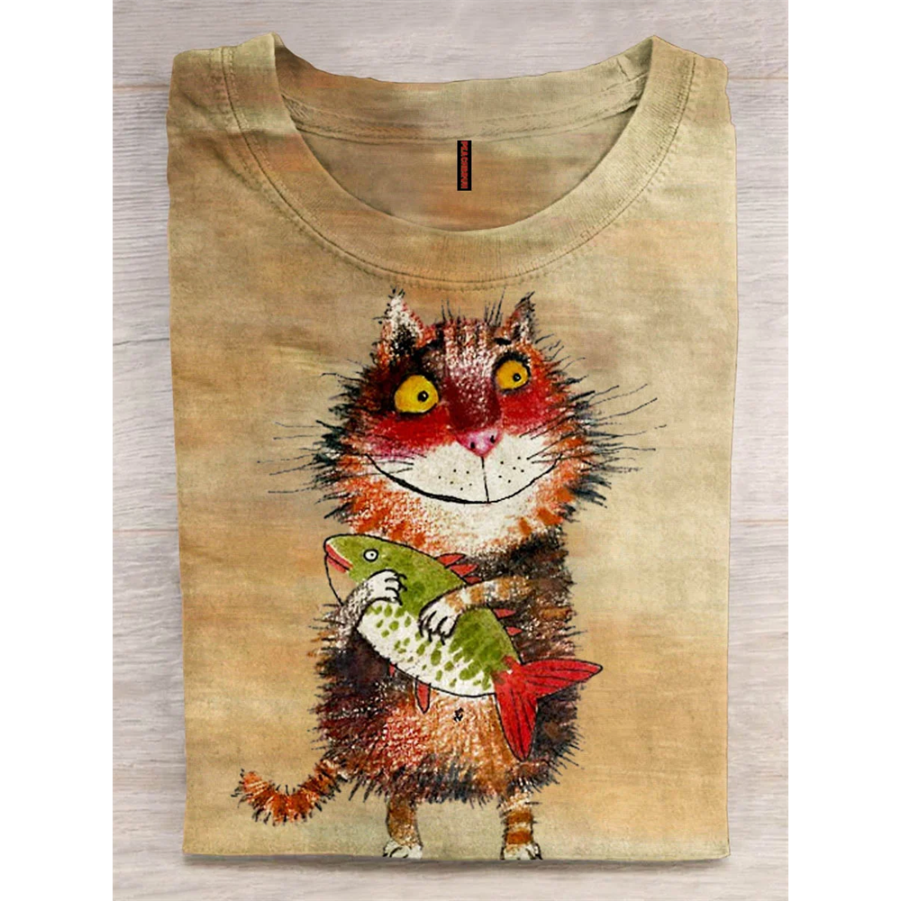 PeachBruh Lovely Cat Art Print T-shirt
