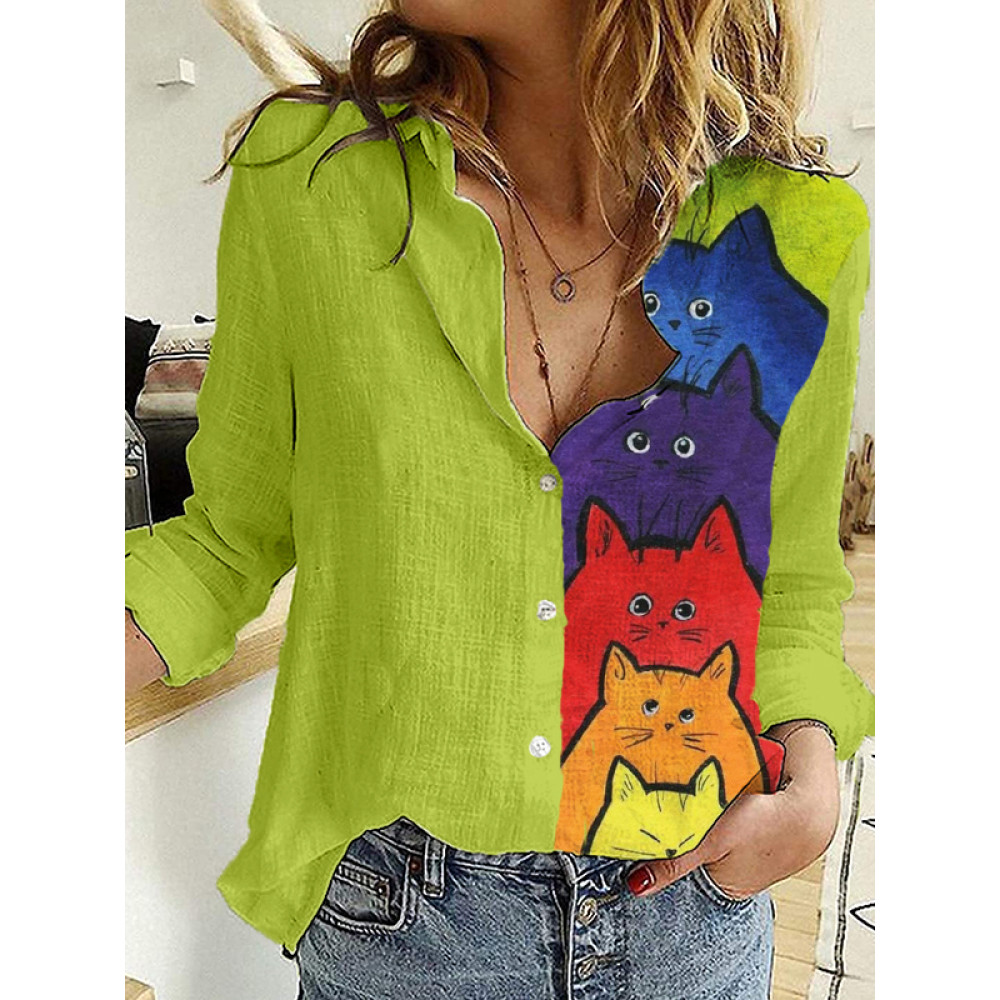 Rainbow Inspired Cats Art Blouse