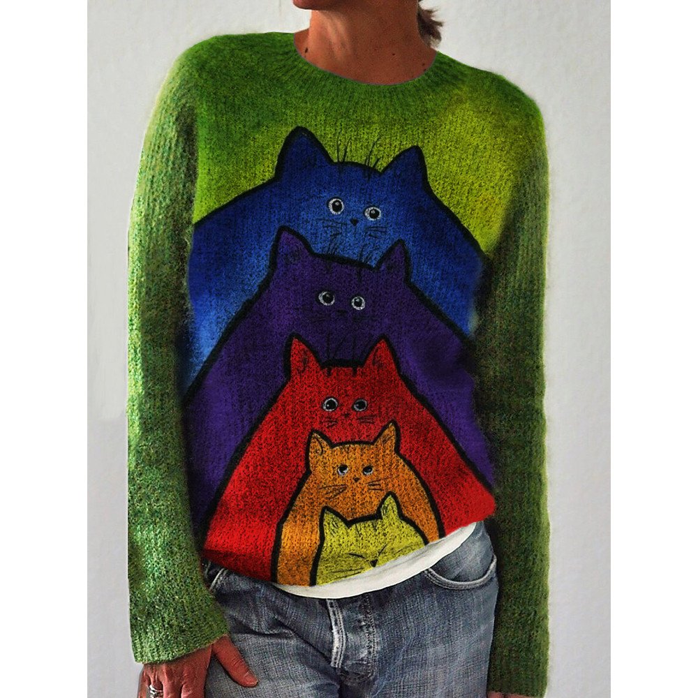 Rainbow Inspired Cats Art Cozy Sweater