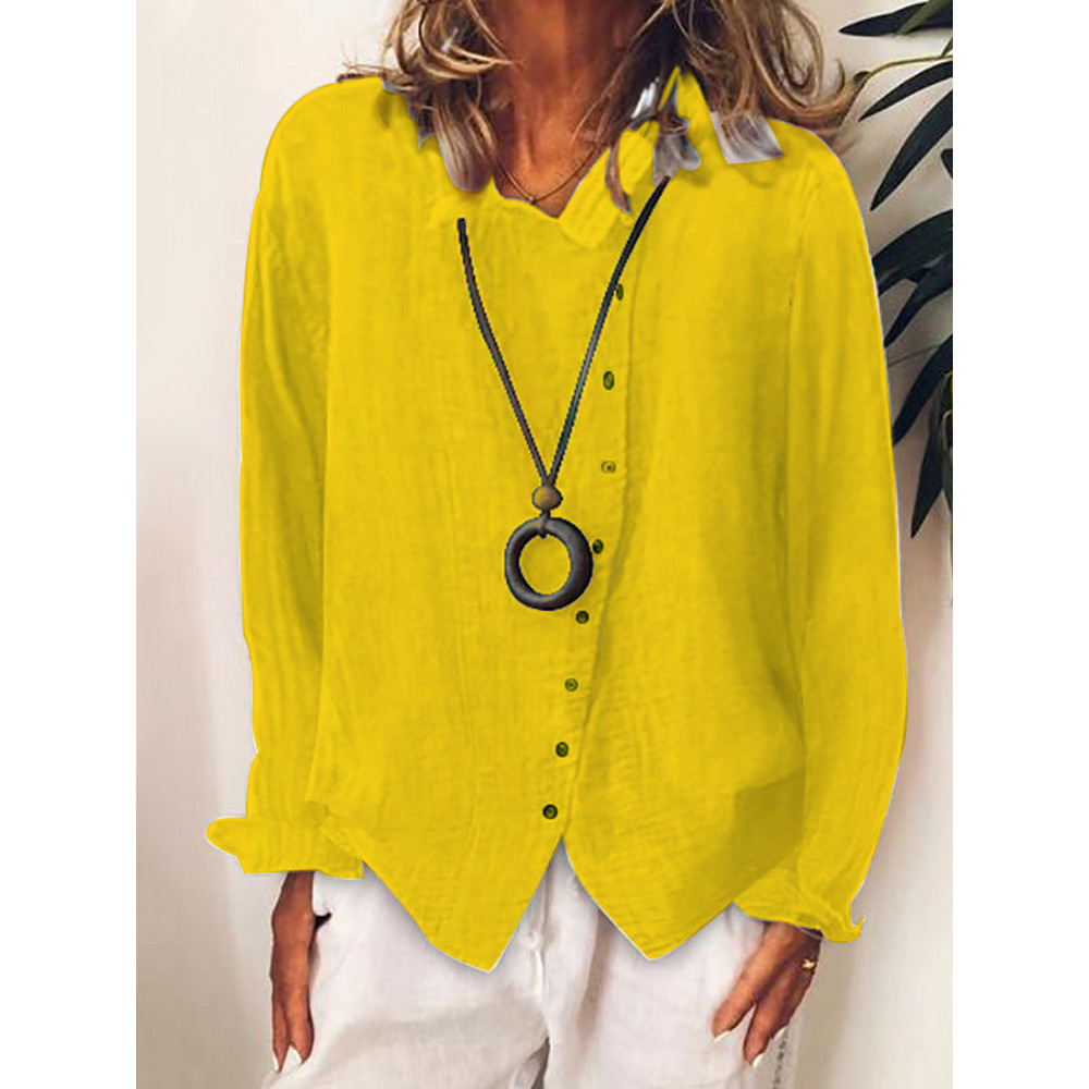 Solid Color Long Sleeve Button Casual Shirt