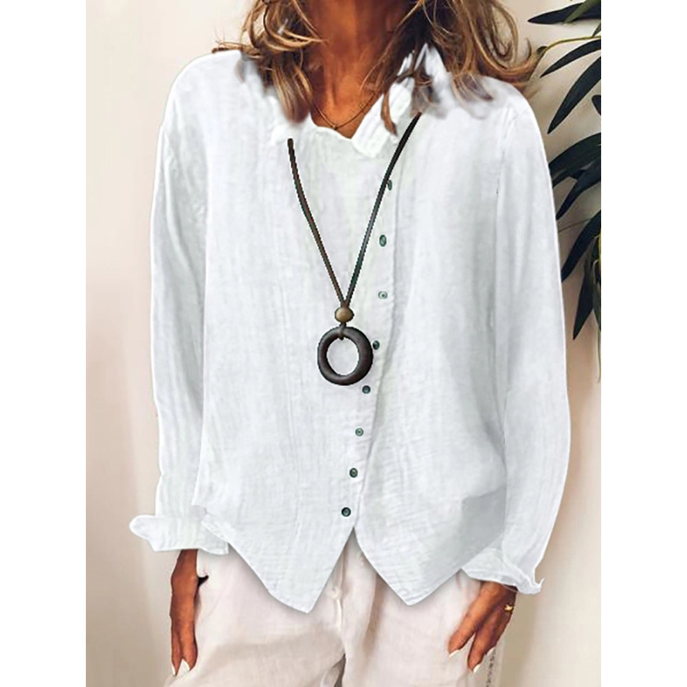 Solid Color Long Sleeve Button Casual Shirt
