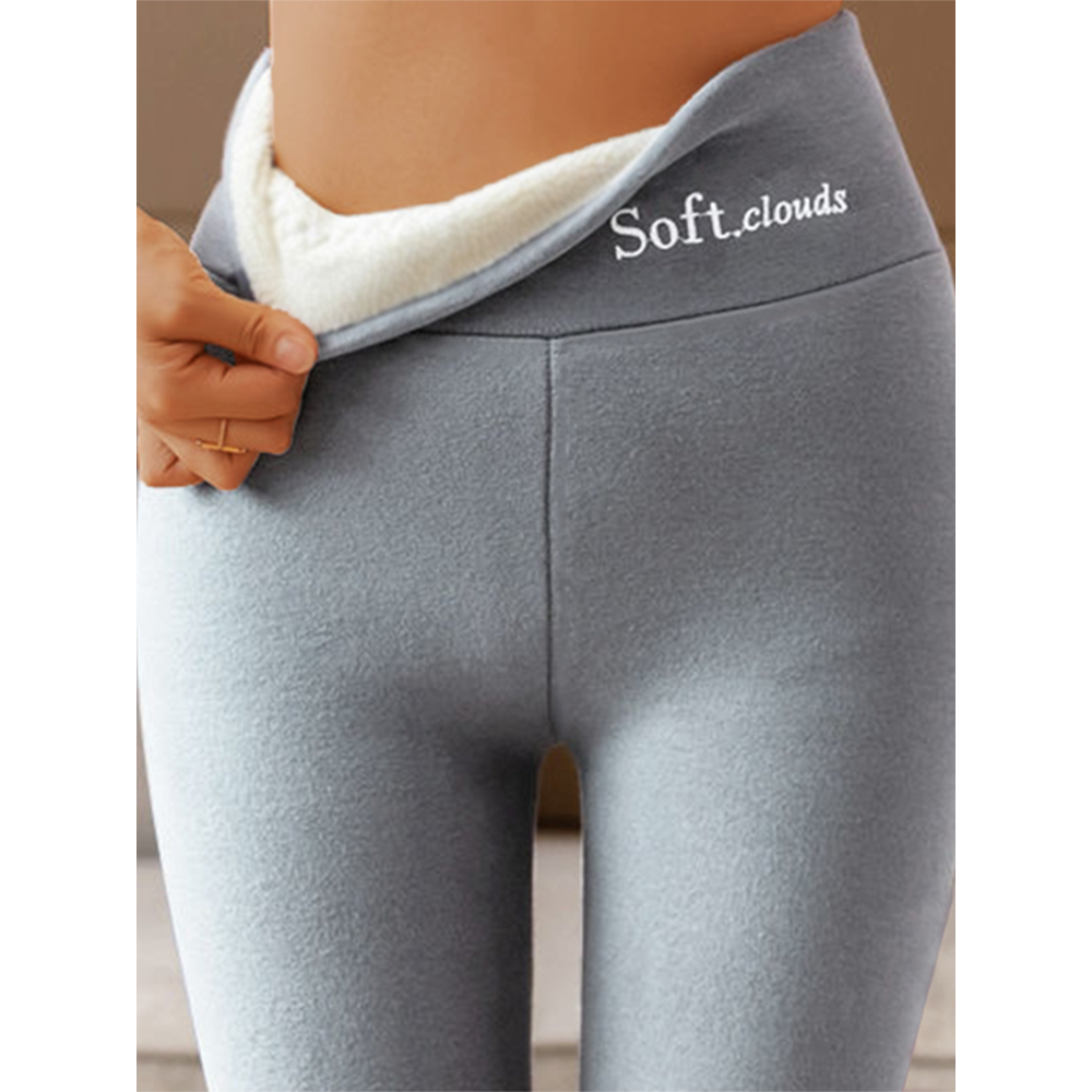 Solid Fleece High Waist Skinny Leggings