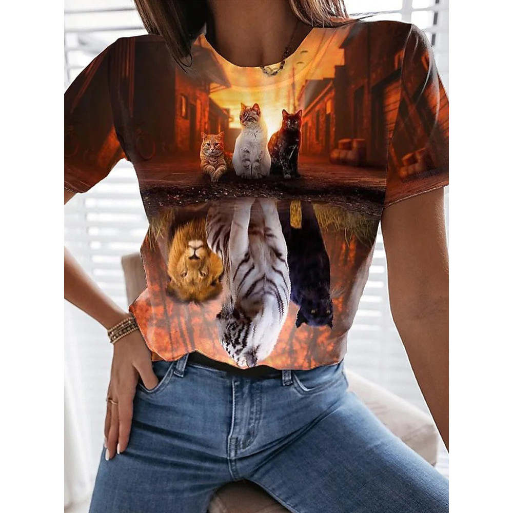 The Three Cat Musketeers Printed Casual Tee