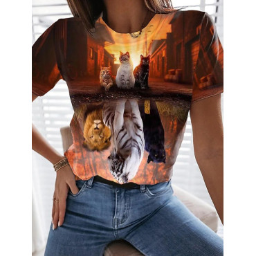 The Three Cat Musketeers Printed Casual Tee