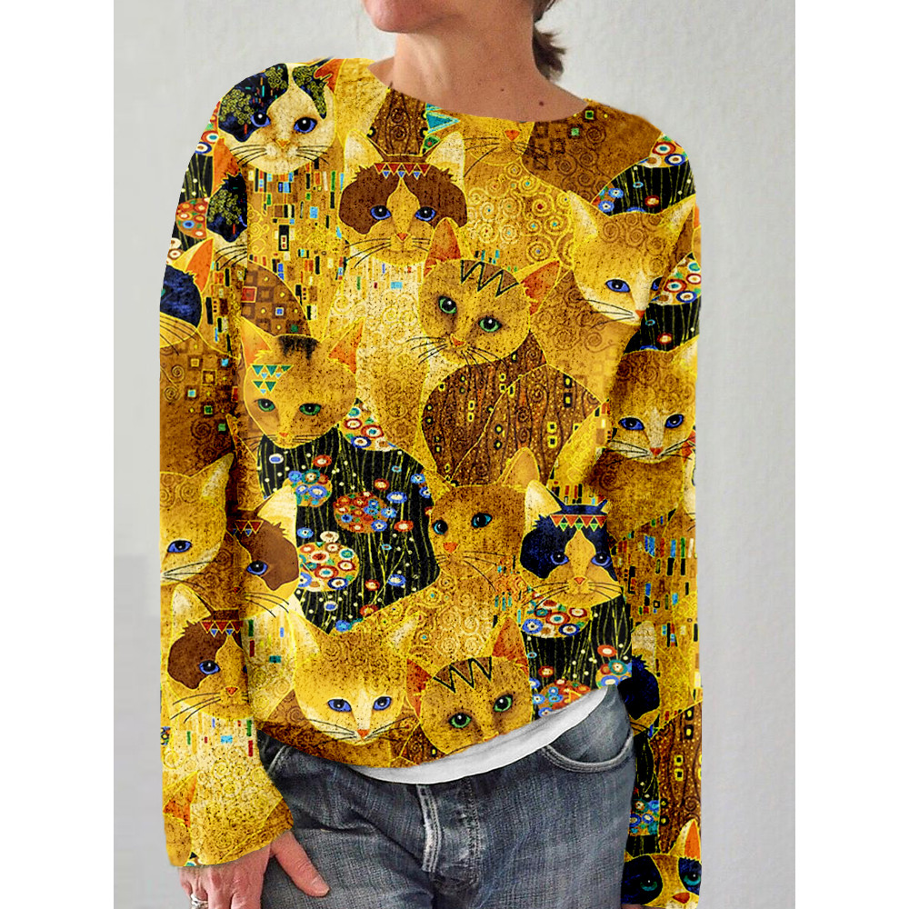 Timeless Treasures Cats Graphic Cozy Sweater