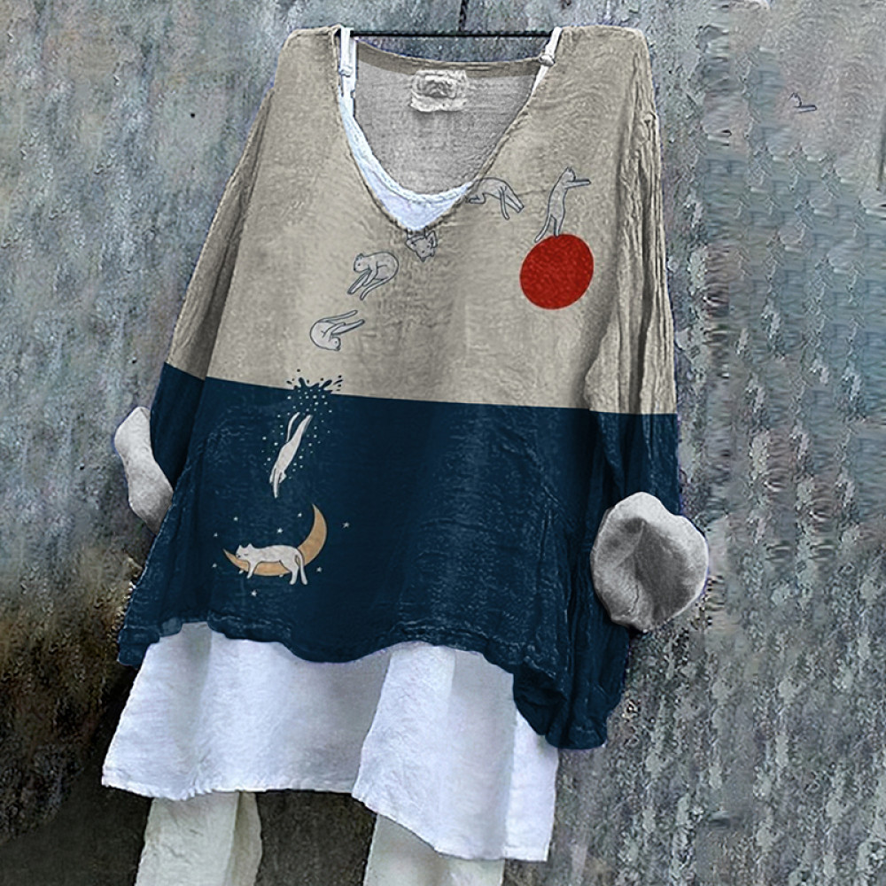 Vintage Floral Painting Art Print Crew Neck T-Shirt
