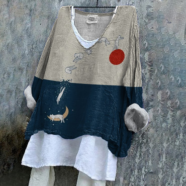 Vintage Floral Painting Art Print Crew Neck T-Shirt
