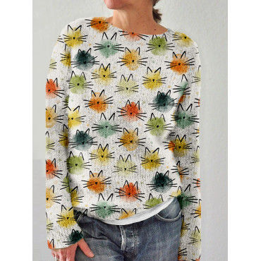 Vintage Watercolor Drops Cat Art Cozy Sweater