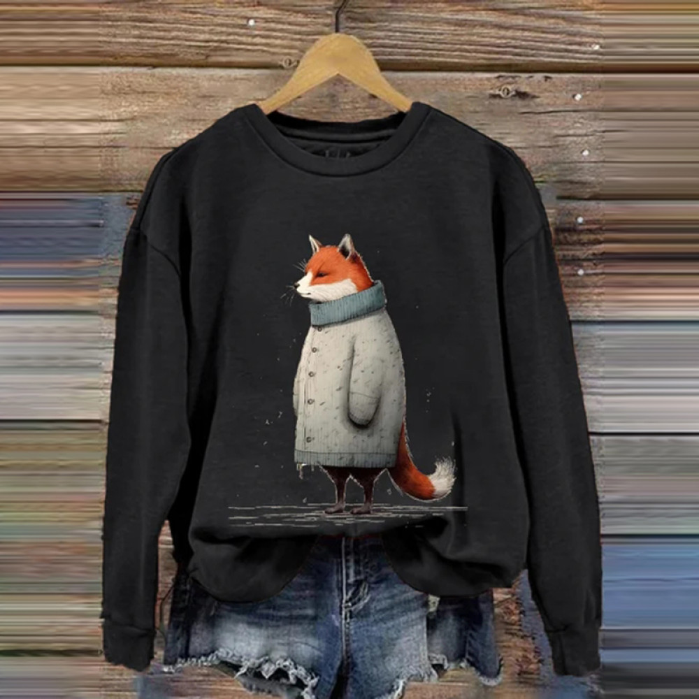 Winter Funny Cute Wonderland Clothing Fox Printed Sweatshirt