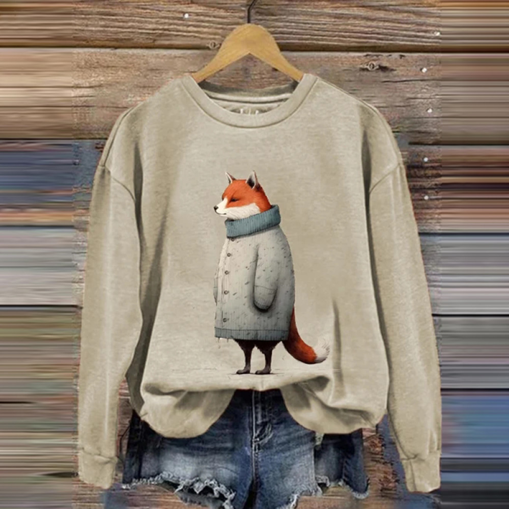 Winter Funny Cute Wonderland Clothing Fox Printed Sweatshirt