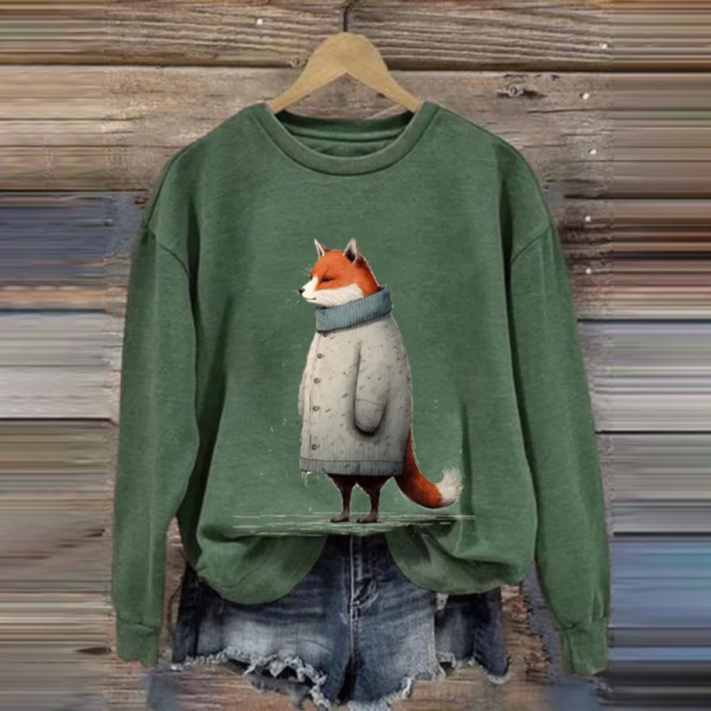 Winter Funny Cute Wonderland Clothing Fox Printed Sweatshirt