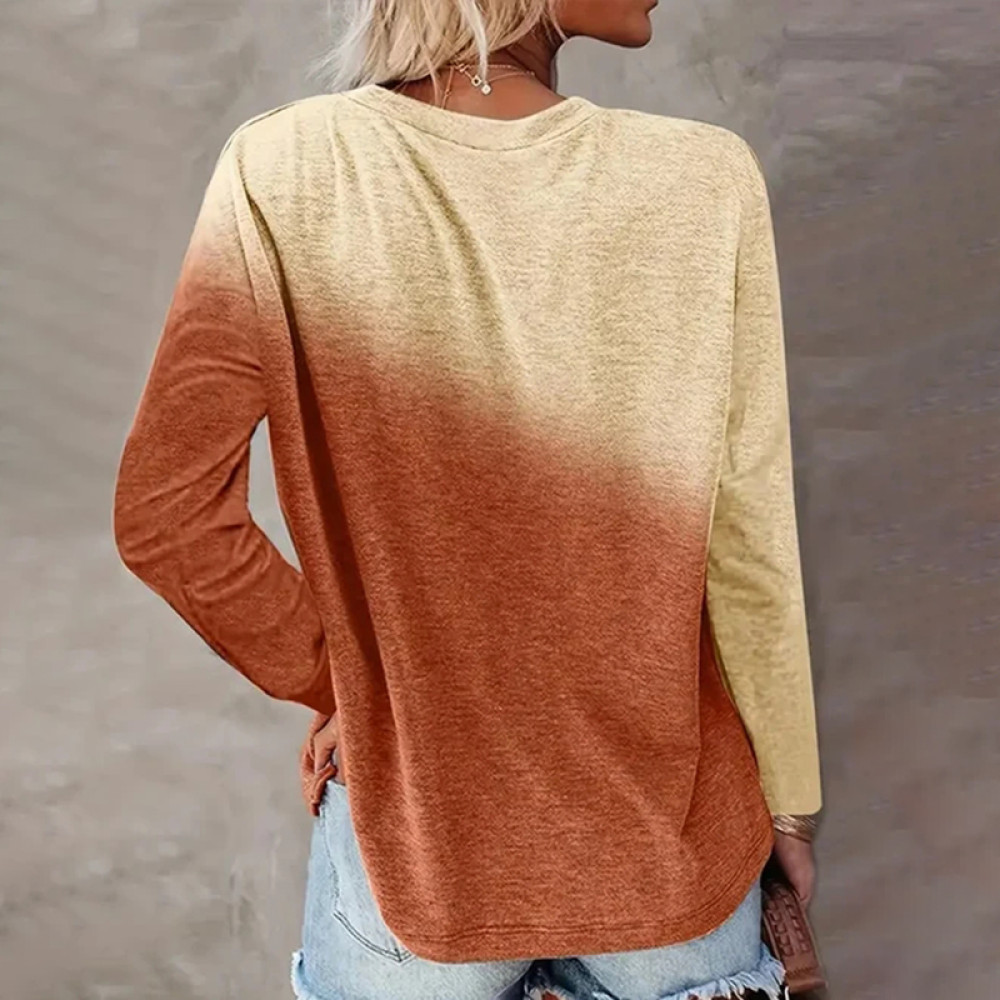 Women's Cat Gradient Print Long-Sleeve T-Shirt