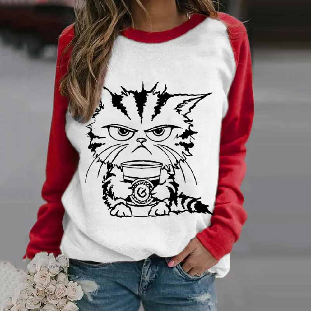 Women's Cats And Coffee Print Casual Sweatshirt
