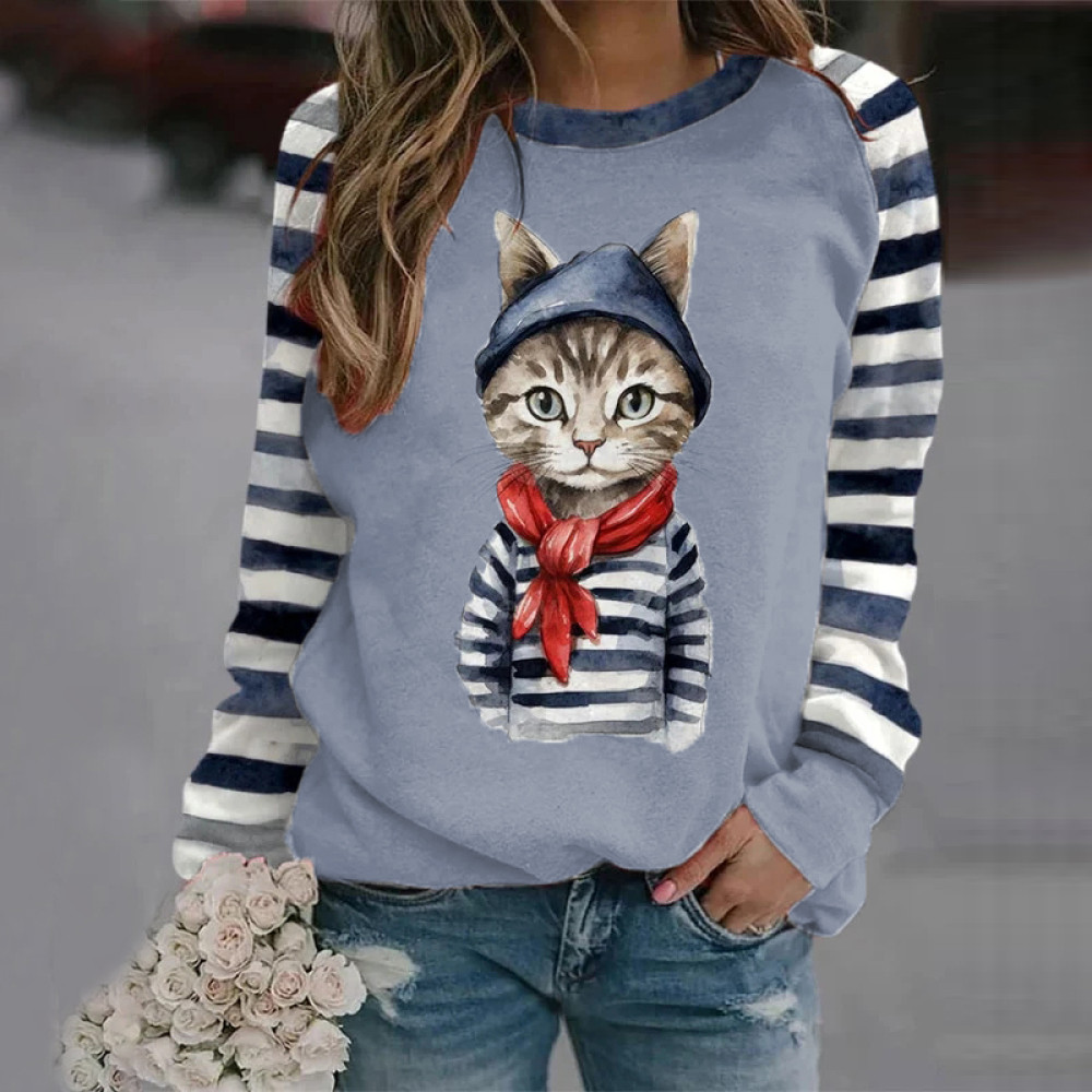 Women's Clothes Cat Print Sweatshirt