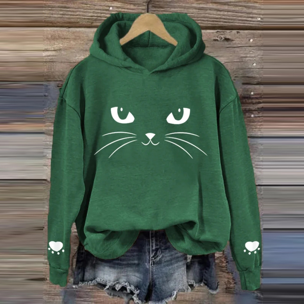 Women's Cute Cat Print Cat Lovers Casual Hoodie