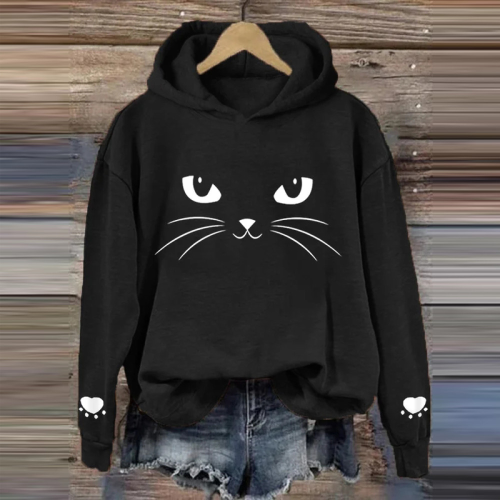Women's Cute Cat Print Cat Lovers Casual Hoodie