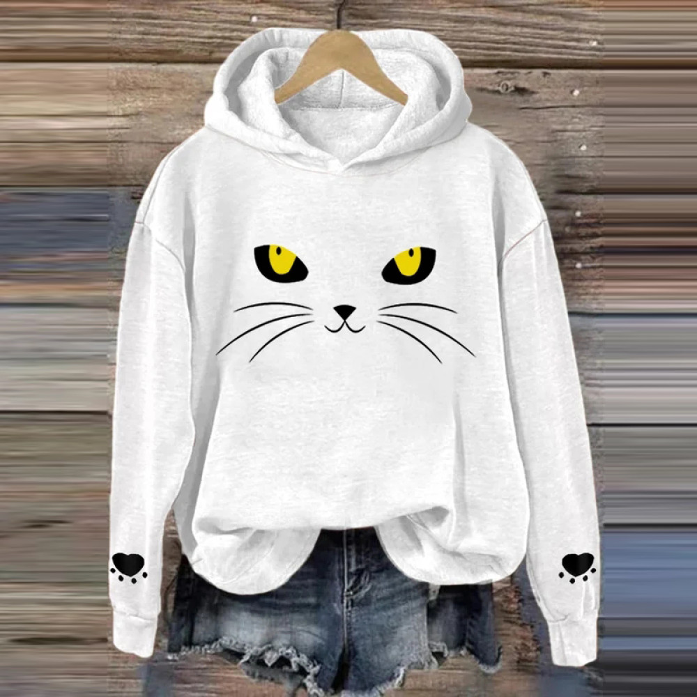 Women's Cute Cat Print Cat Lovers Casual Hoodie