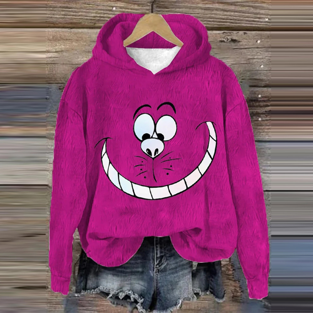 Women's Cute Cat Print Long Sleeve Hoodie Sweatshirt